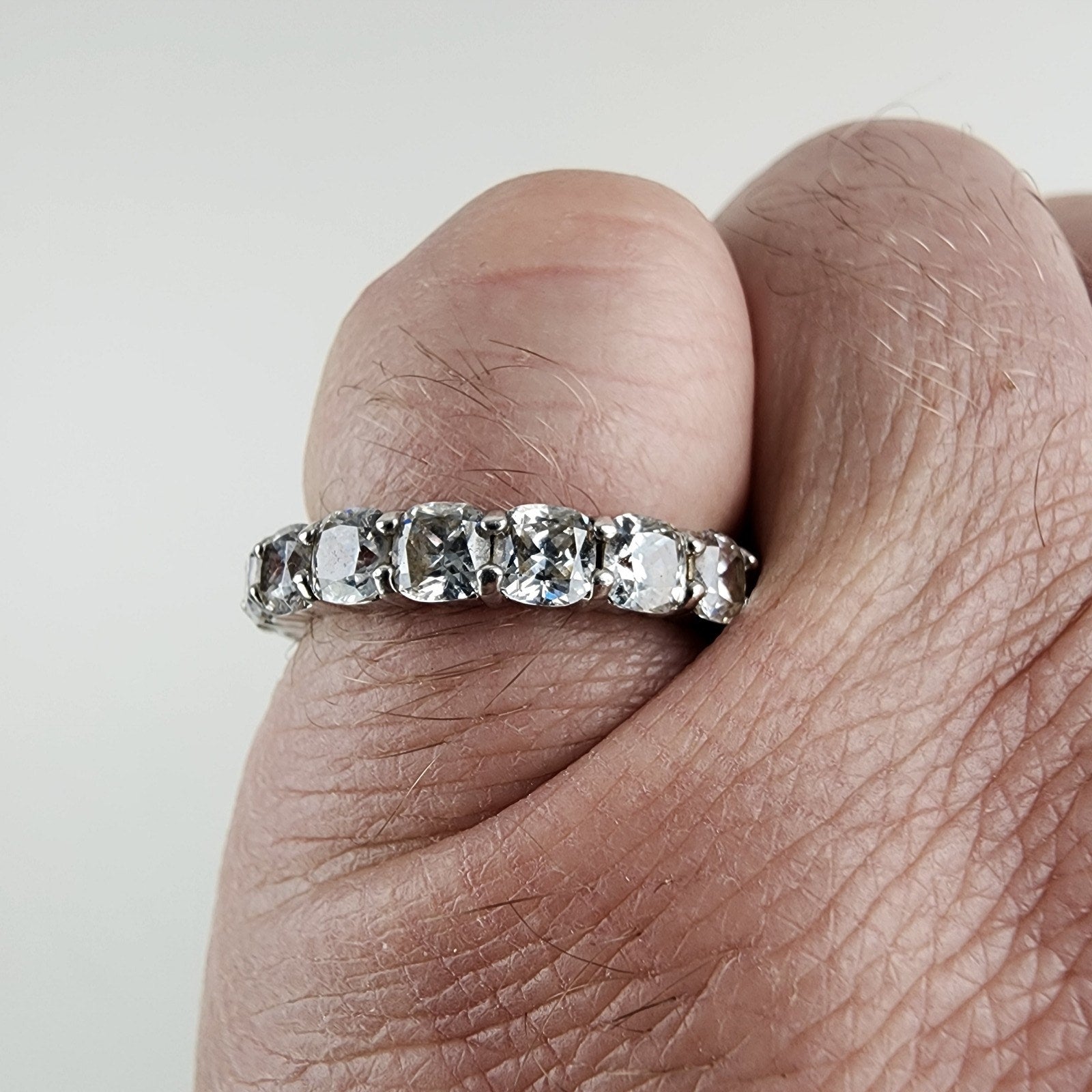Platinum Over Sterling Silver 925 Clear Stone Eternity Band Ring Size 9