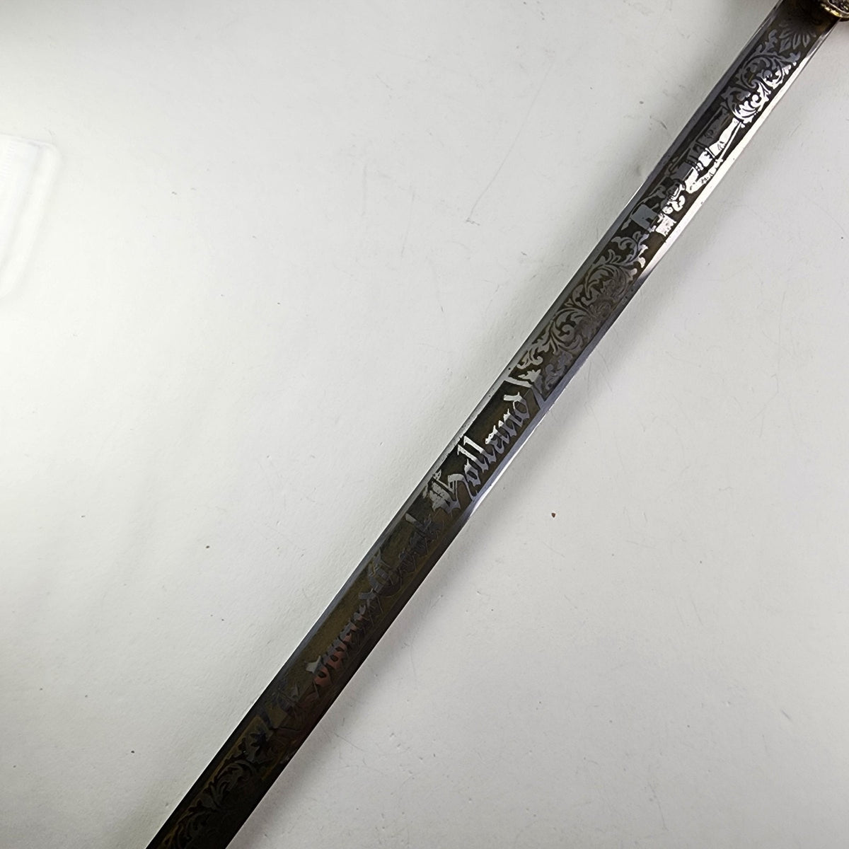 37" Freemason Vintage Sword & Sheath Engraved Henderson Ames Co.