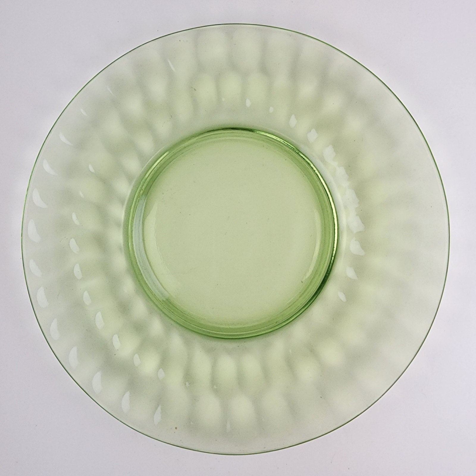 8" Federal Glass UV Uranium Glow Glass Salad Plate Vintage Green