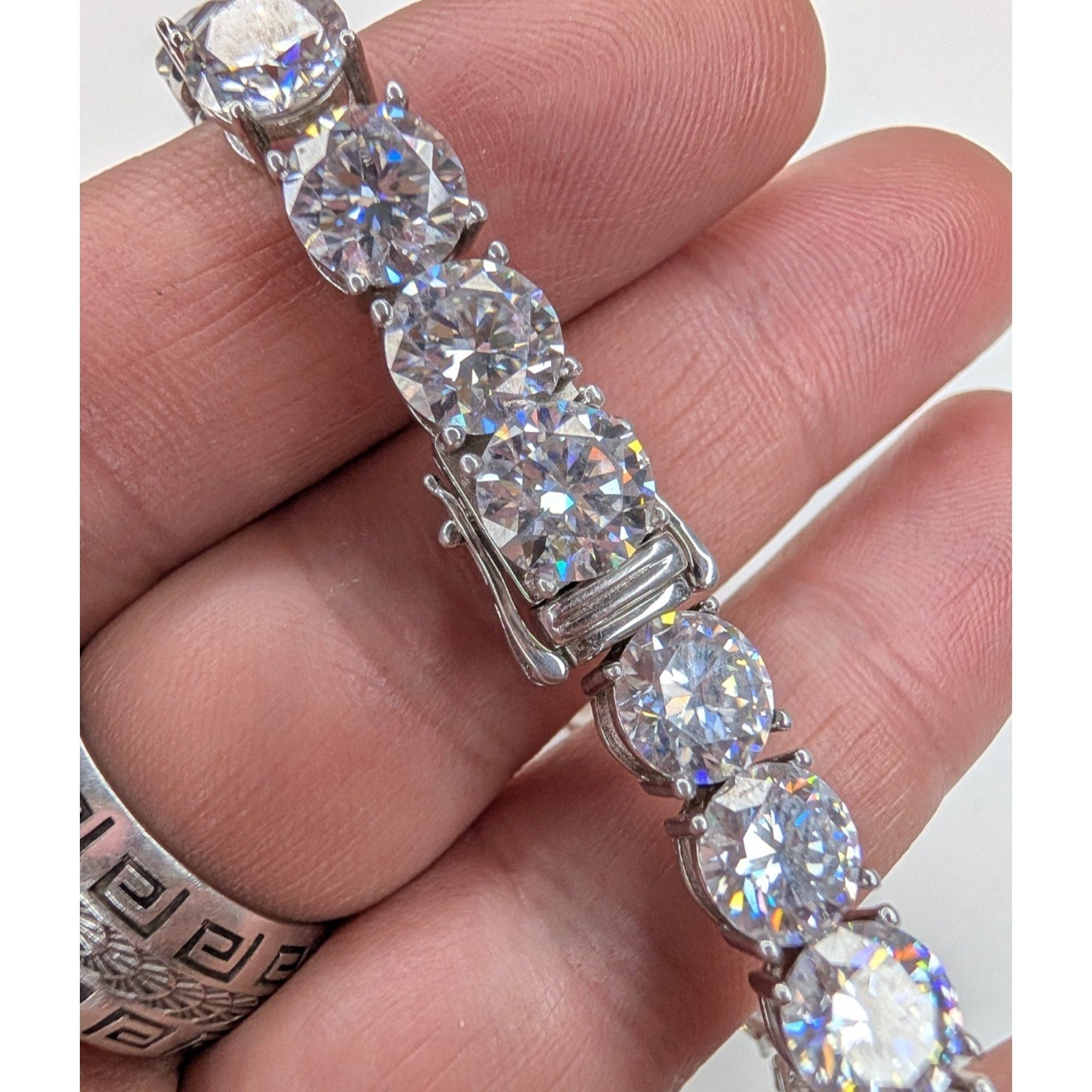 Moissanite Sterling Silver 925 Graduated Tennis Bracelet 8mm to 11mm 8.5" Length