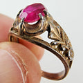 Pink Sapphire Russian Ring Size 9 1/2 Sterling Silver 875 Vintage Gold Finish