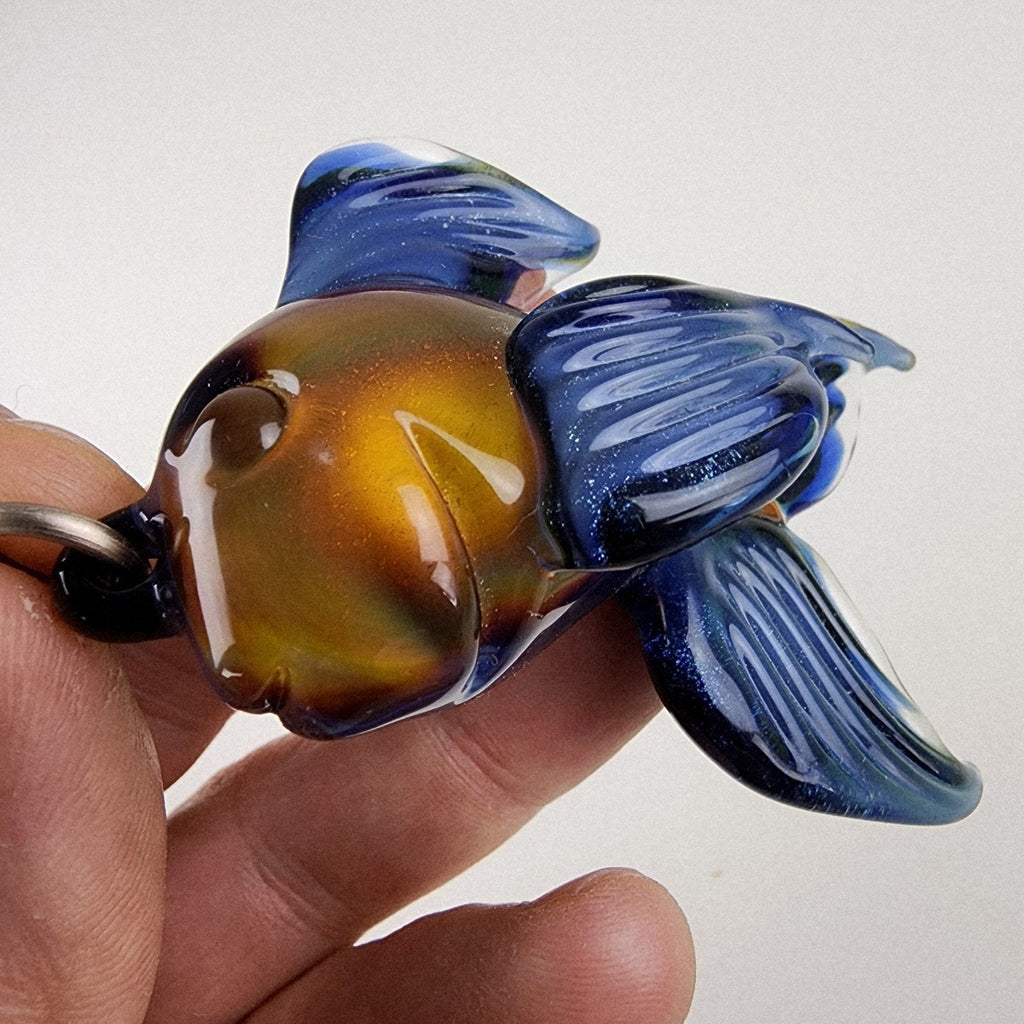 Brent Graber Dichroic Glass Goldfish Koi Fish Pendant 2015 Mr Smiley Boro