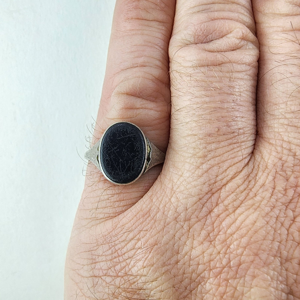 Black Onyx Russian Ring Size 8 Sterling Silver 875 Vintage