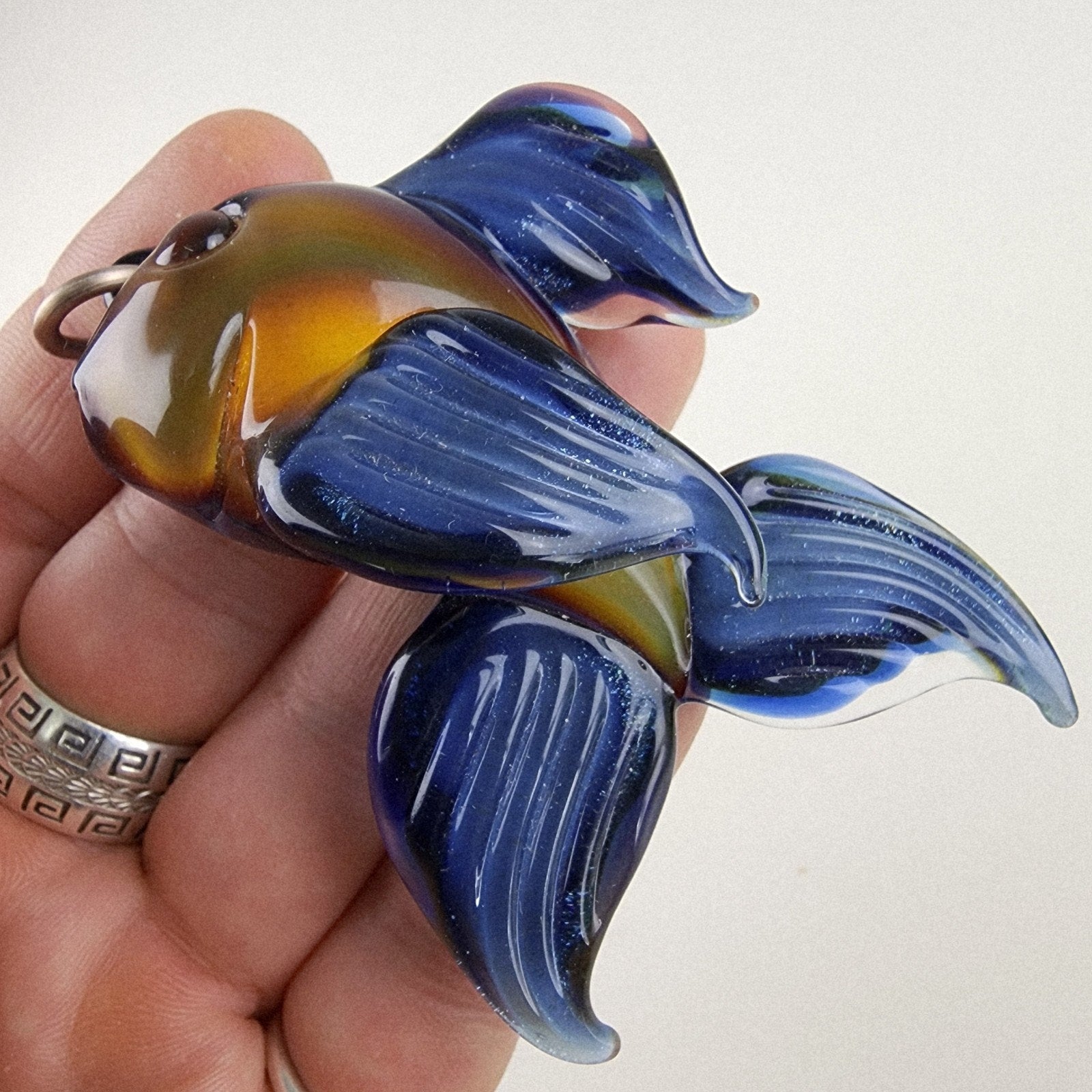 Brent Graber Dichroic Glass Goldfish Koi Fish Pendant 2015 Mr Smiley Boro