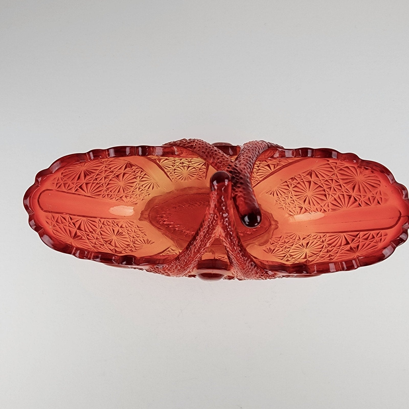 Fenton Amberina Daisy & Button Depression Glass Mini Basket