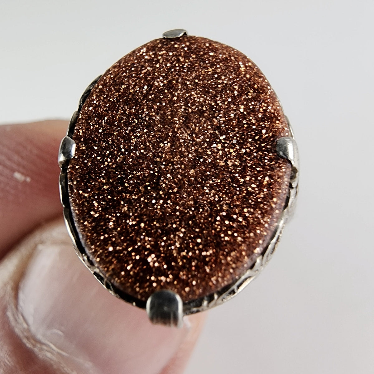 Anitque Victorian Druzy Filigree Ring Size 6 3/4 in Sterling Silver 925