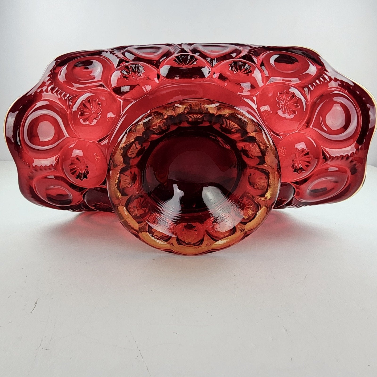 Ruby Amberina Moon and Stars Banana Boat Fruit Bowl by L.E. Smith Vintage