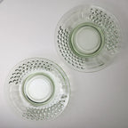 6" UV Uranium Green Glow Glass Plate by American Pioneer Set of 2