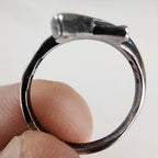 Vintage Blue Enamel Ribbon Crossover Ring Size 5 1/2 in Sterling Silver 925