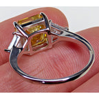 5ct Yellow Moissanite Sterling Silver 925 Cocktail Ring Size 8 Asscher Cut