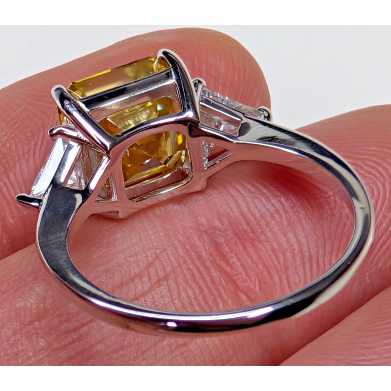 5ct Yellow Moissanite Sterling Silver 925 Cocktail Ring Size 8 Asscher Cut