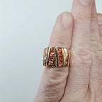 Channel Set Orange Stone Ring Size 7 Sterling Silver 925