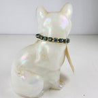 Hand Painted Fenton Glass Cat Signed Floral Decorated Iridescent Signed