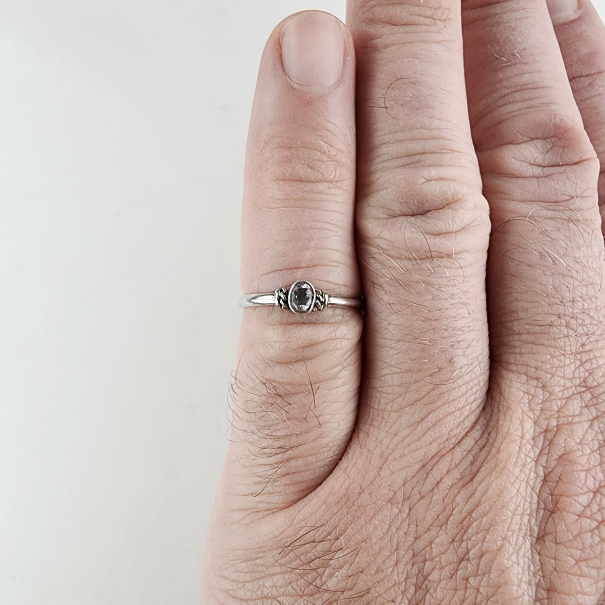 Vintage Clear Quartz Ring Size 7 1/2 in Sterling Silver 925