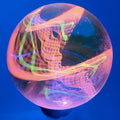 43mm UV Orange Double Twist Spiral Borosilicate Marble Signed Eddie Seese 2015