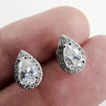 1ctw Moissanite Halo Tear Drop Stud Earrings Sterling Silver 925 New