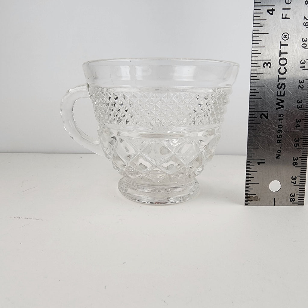 Glass Anchor Hocking Wexford Footed Punch Cup w/ Diamond Pattern Set of 7