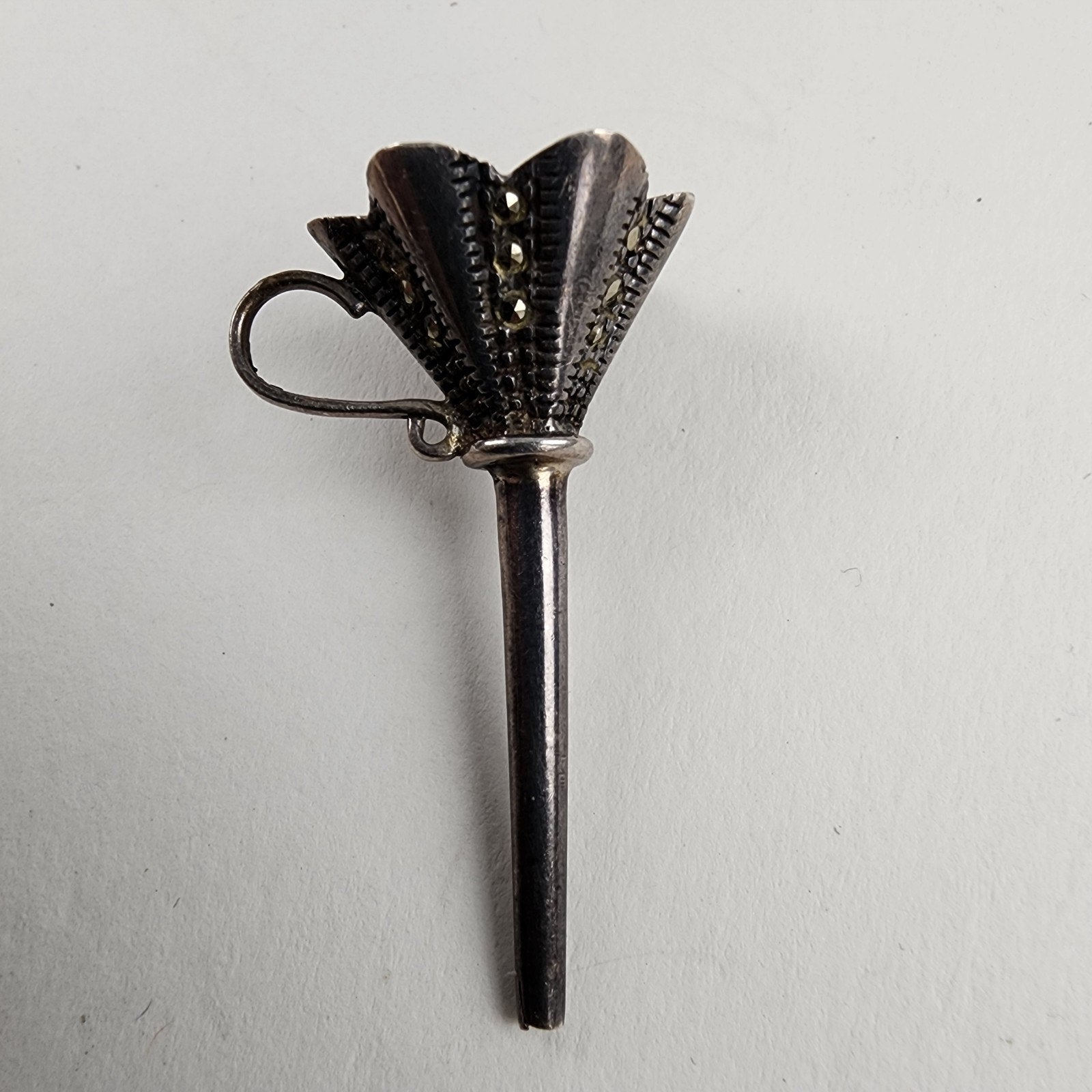 Perfume Bottle Funnel Sterling Silver 925 Marcasite Antique