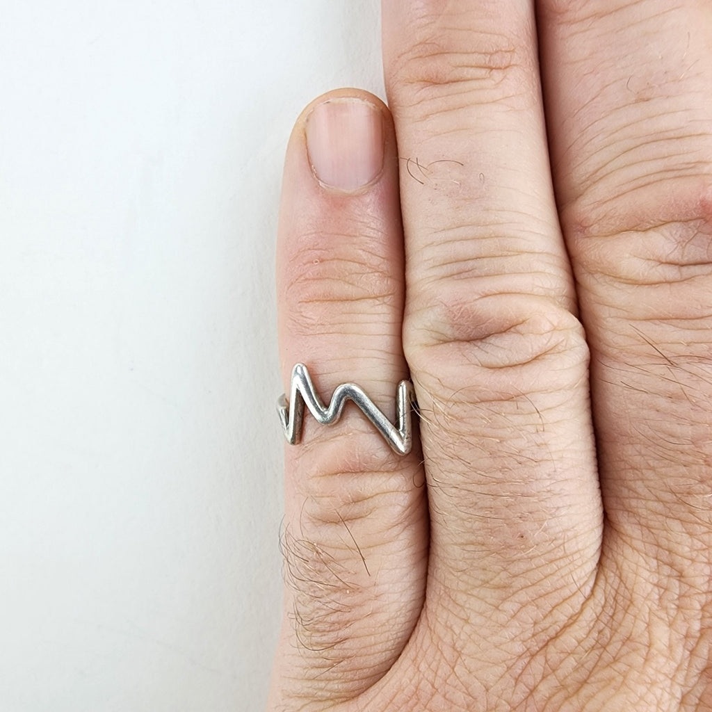 Abstract Mountain Ring Size 5 3/4 Sterling Silver 925 Vintage