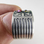 Dichroic Modernist Russian Ring Adjustable Size 8 1/2 Sterling Silver 875