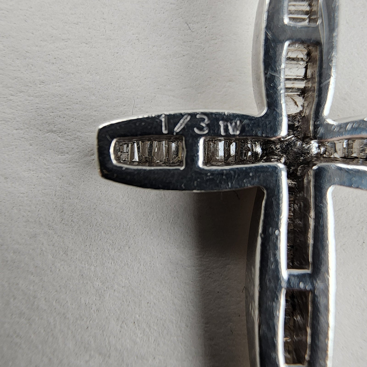 1/3ct Natural Baguette Cut Diamond Cross in Sterling Silver 925 Pendant