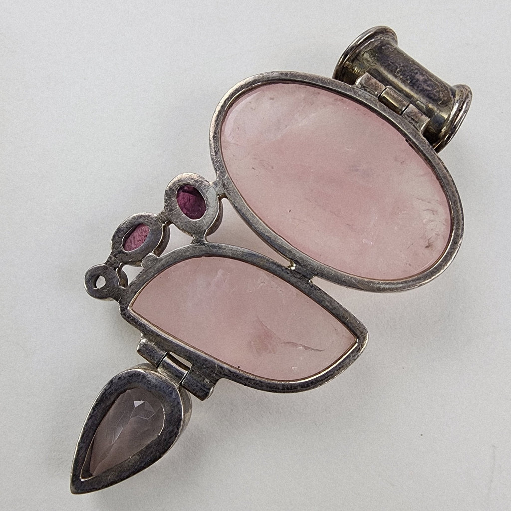 Amethyst & Rose Quartz Boho Sterling Silver 925 Pendant Vintage