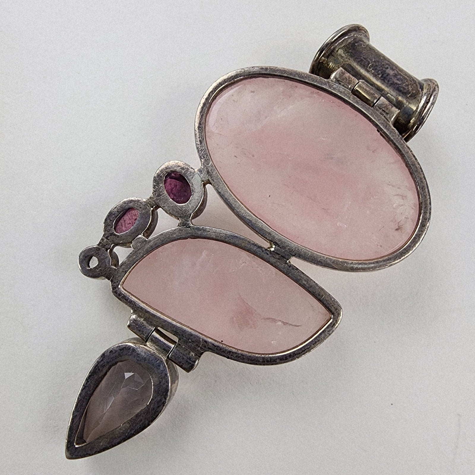Amethyst & Rose Quartz Boho Sterling Silver 925 Pendant Vintage