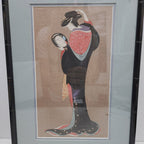 Kitagawa Utamaro Japanese Woodblick Print Girl Admiring Reflection 19c Recut