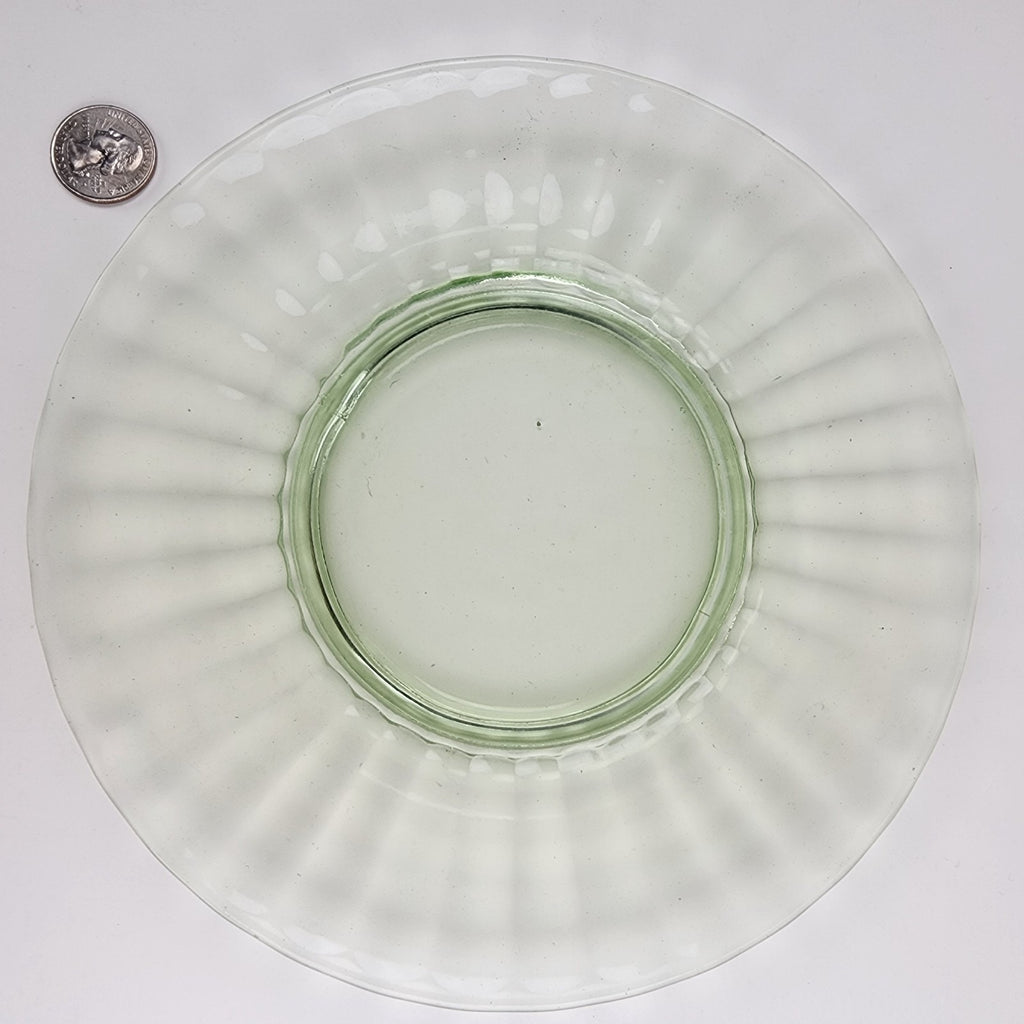 8" UV Glow Uranium Glass Plate with Gold Lip Vintage