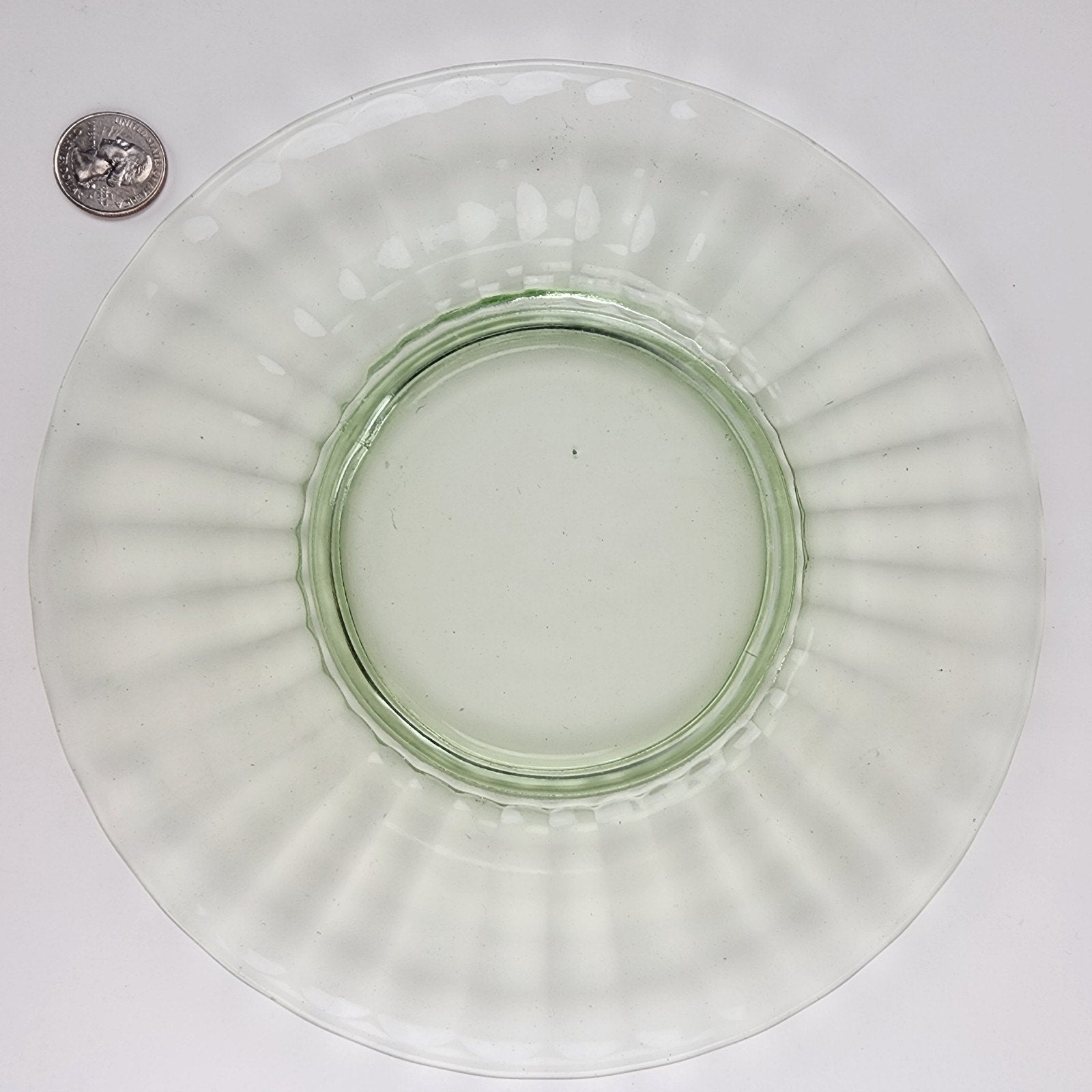 8" UV Glow Uranium Glass Plate with Gold Lip Vintage