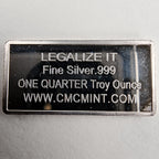 Vintage 1/4 Troy Ounce .999 Fine Silver Bar Legalize It Leaf Bullion