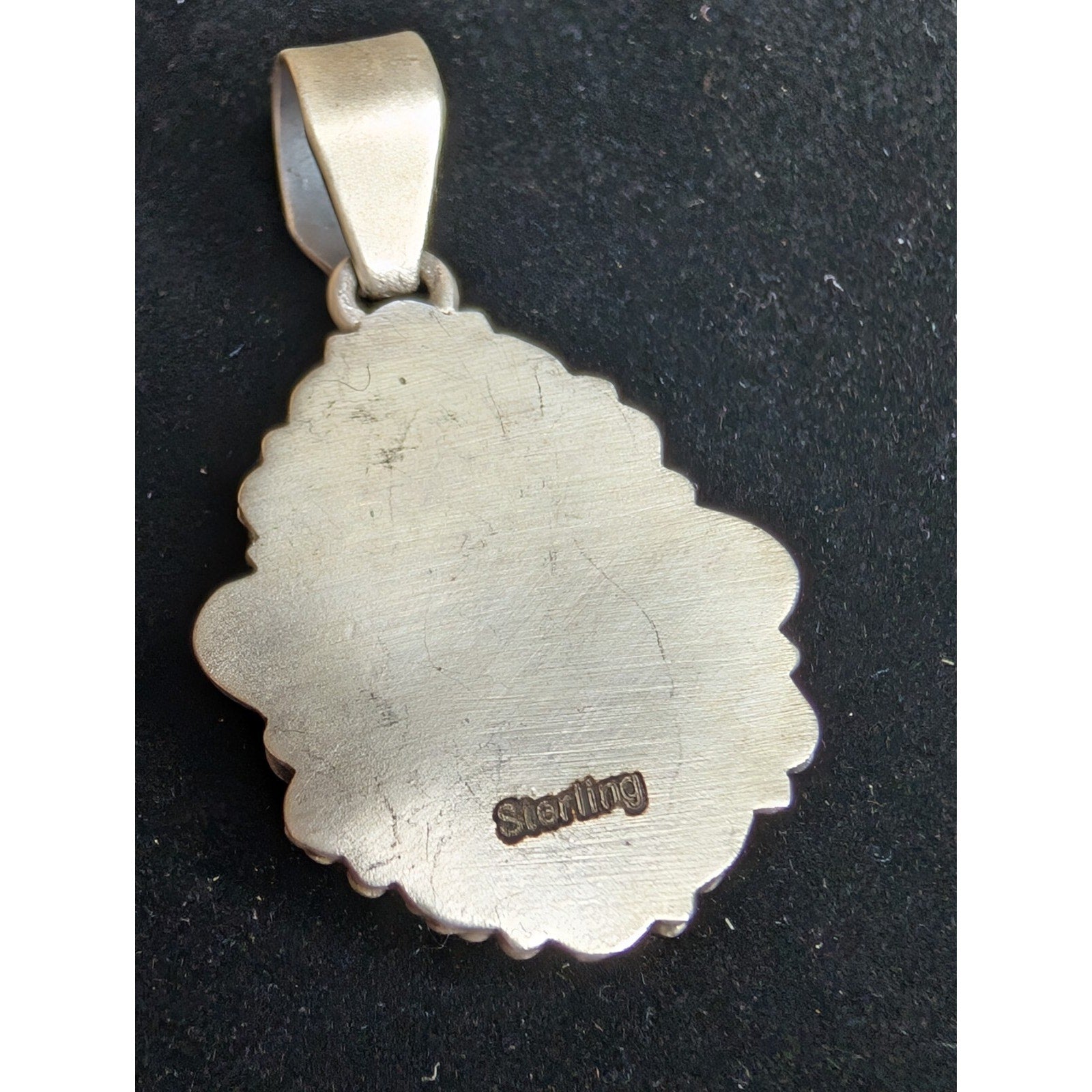 Turquoise Sterling SIlver Pendant 925 Matte Finish Southwestern Style
