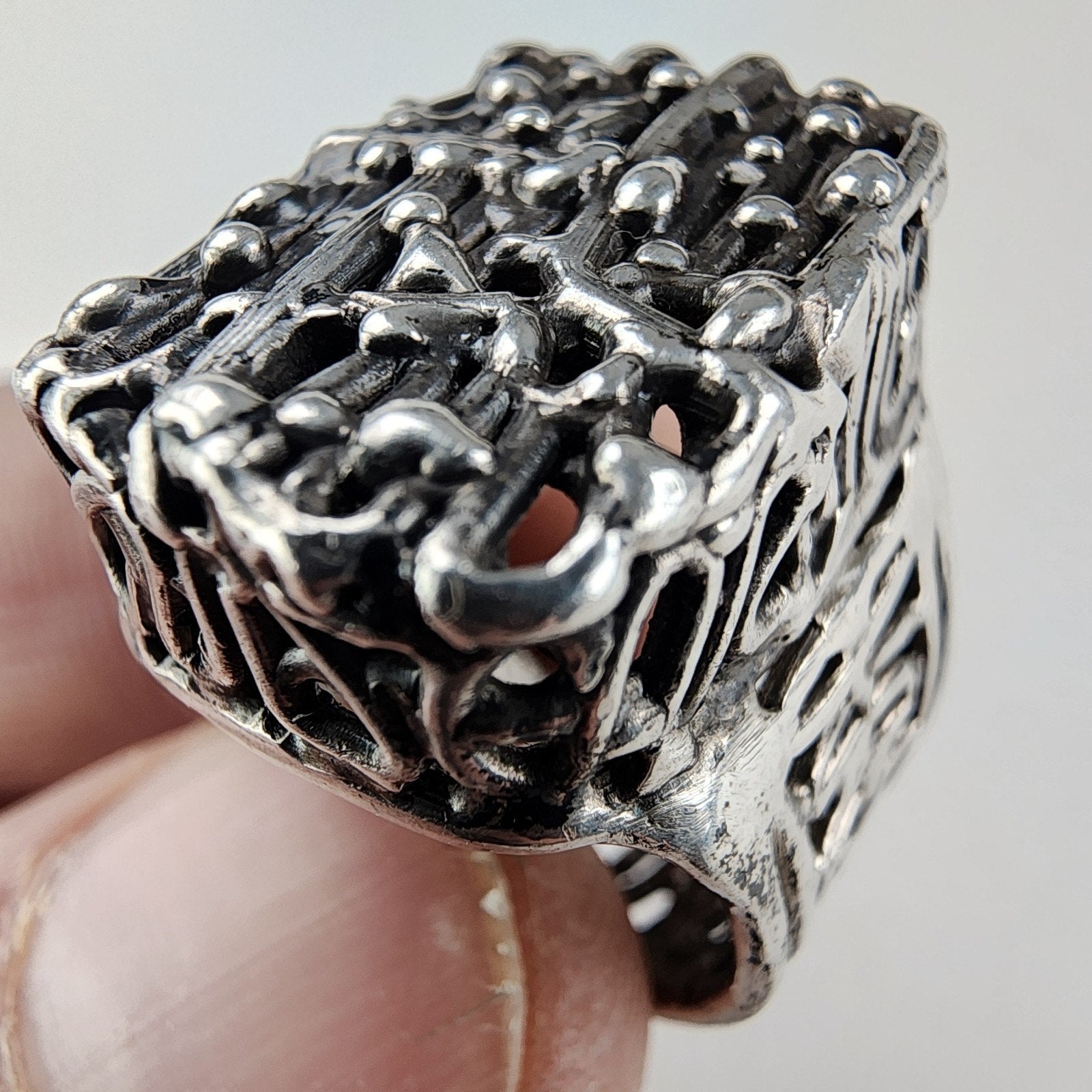 Handmade Brutalist Ring Size 5 1/2 Sterling Silver 925 OOAK Designer Vintage
