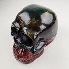 Handmade Multicolor Gold Dusted Epoxy Skull Red & Green