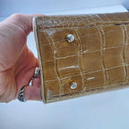 Vintage Judith Leiber Alligator Crocodile Purse Handbag Handled Day Bag Tan