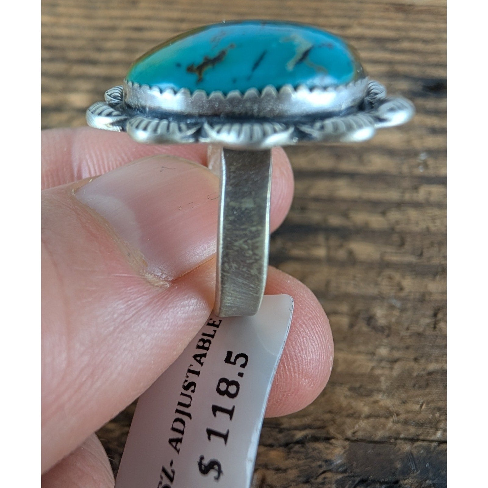 Southwestern Turquoise Sterling Silver 925 Ring Adjustable Size 6 to 11 New
