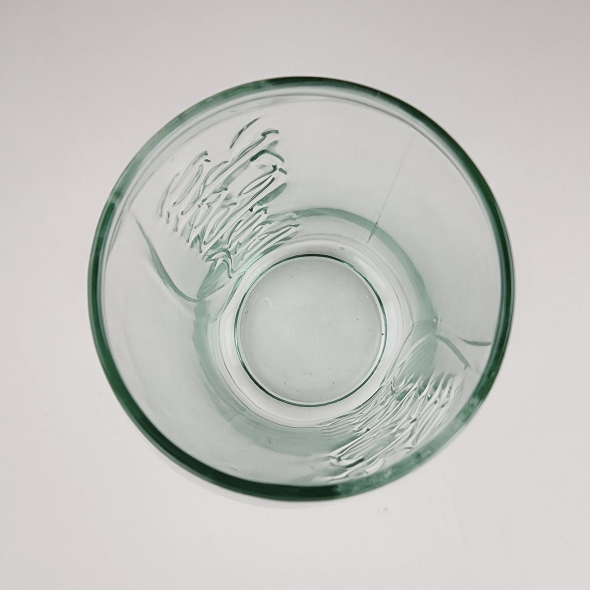 Coca Cola Can Shaped Classic Light Green Embossed Glass Tumbler 4 3/4" Tall