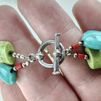 Lime & Blue Howlite Turquoise Bracelet & Earring Set Sterling Silver 925