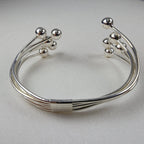 Modernist Multi Strand Ball Sterling Silver 925 Bracelet Vintage Bead