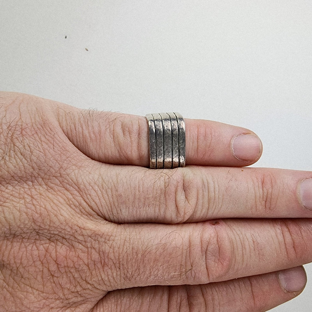 Modernist Square Band Ring Size 6 1/2 Sterling Silver 925 Vintage
