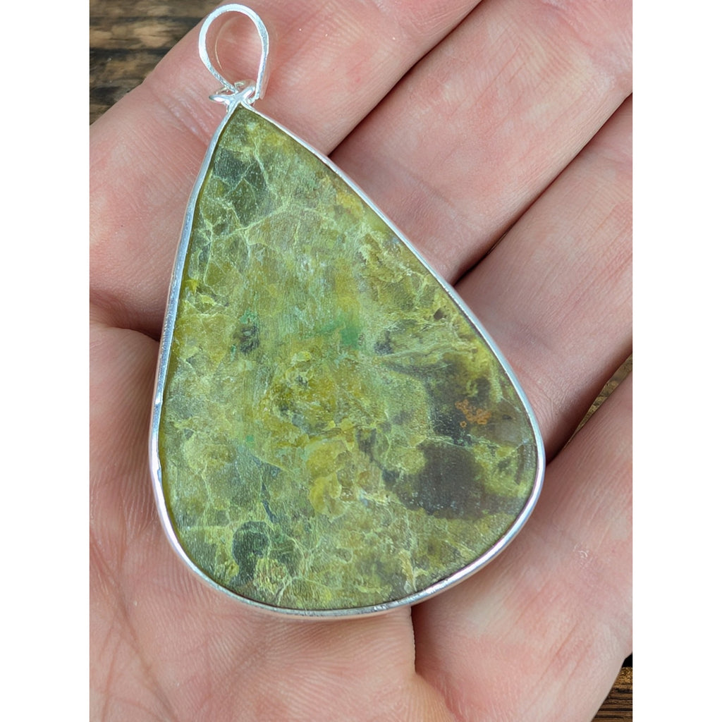 Peruvian GREEN OPAL Sterling Silver 925 Statement Pendant New 25g