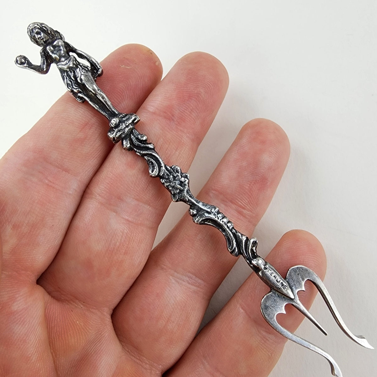 4 1/2" Hawaiian Hula Dancer Trident Pickle Fork Sterling Silver 925 Vintage