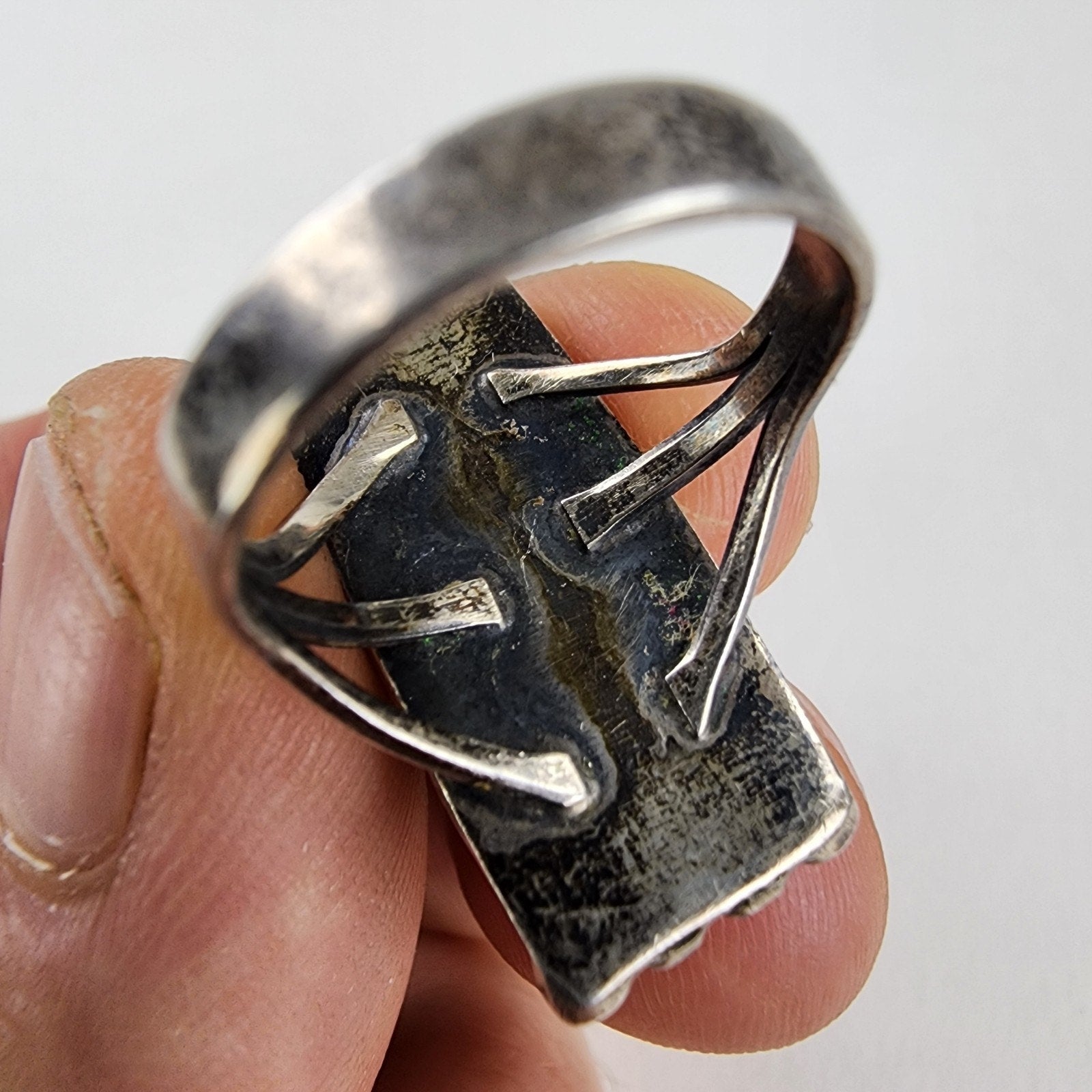 Petrified Wood Native Ring Size 7 1/2 Sterling Silver 925 Vintage Navajo