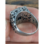 Vintage Bali Black Onyx Sterling Silver 925 Ring Size 7