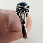 Blue Sparkle Enamel Heart Vintage Ring Size 8 in Sterling Silver 925