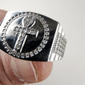 Moissanite Ankh Mens Ring Size 11 Sterling Silver 925 New