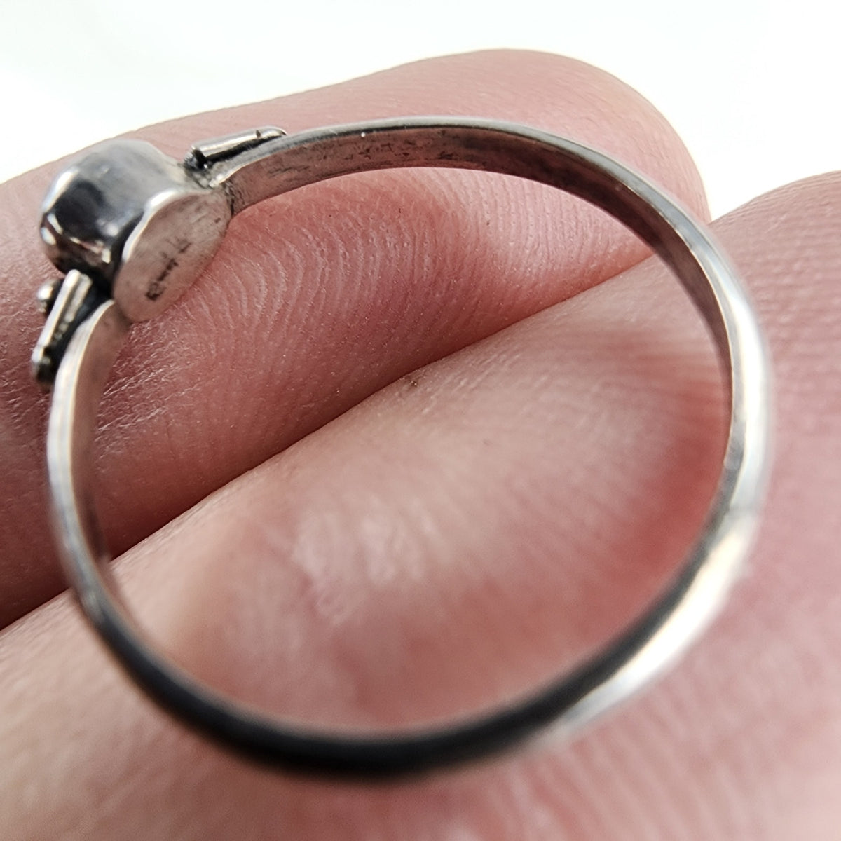 Vintage Cateye Solitaire Ring Size 5 1/4 in Sterling Silver 925