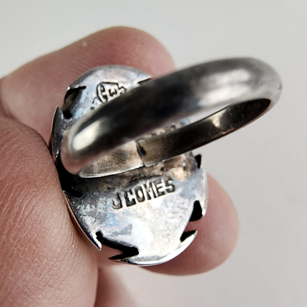 Taxco Mexico Green Agate Ring Size 5 1/2 in Sterling Silver 925 Vintage