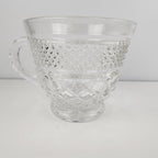 Glass Anchor Hocking Wexford Footed Punch Cup w/ Diamond Pattern Set of 7