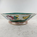 19th C Chinese Famille Rose Scalloped Turquoise 8" Porcelain Bowl Qing Dynasty